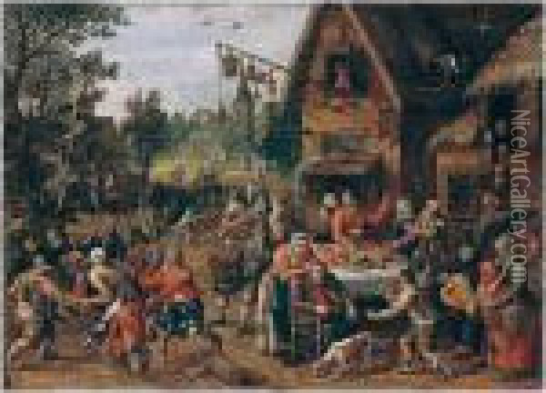 A Village Kermesse Oil Painting - Joost Cornelisz. Droochsloot
