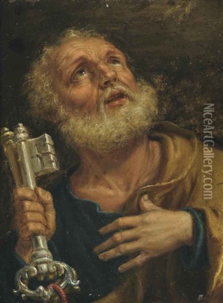 Saint Peter Oil Painting - Francisco Herrera The Elder