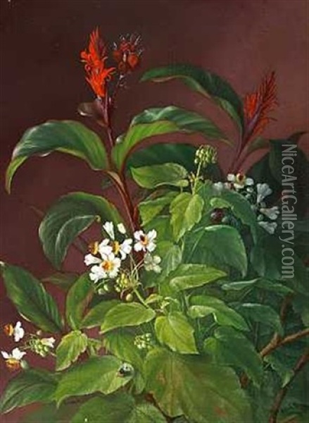 Opstilling Med Blomster Oil Painting - Alfrida Baadsgaard