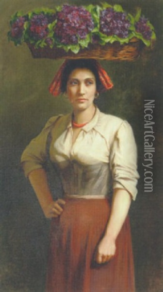 Italiensk Violsaelgerske Oil Painting - Ludovica Thornam
