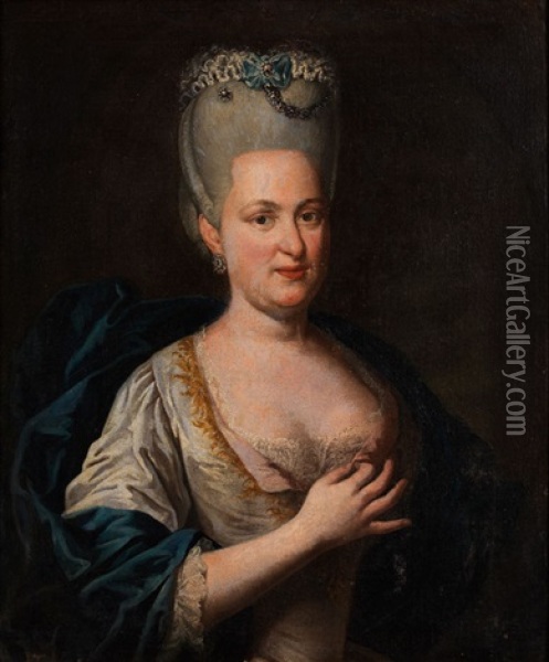 Portrait Einer Vornehmen Dame Oil Painting - Giuseppe Bonito