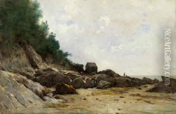 Vue Prise Du Mont St. Michel Normandie Oil Painting - Gustave Castan