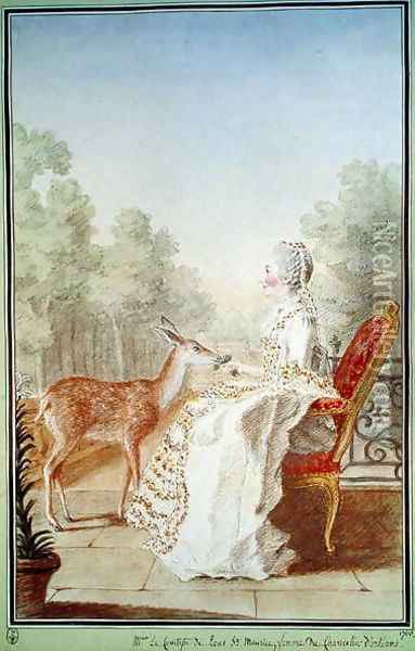 Anne-Claudine Mayneaud de la Tour, Comtesse de Pons Saint-Maurice, 1760 Oil Painting - Louis Carrogis Carmontelle