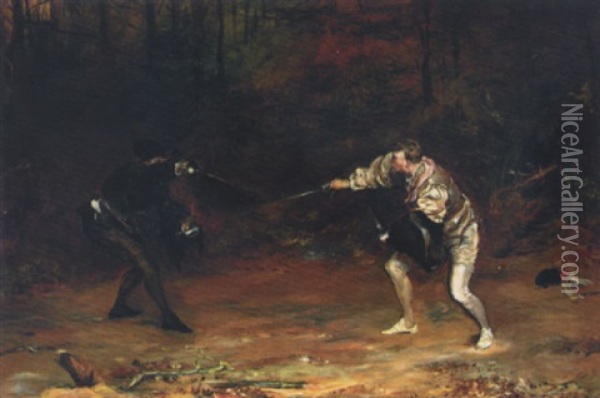 The Duel Oil Painting - John Pettie