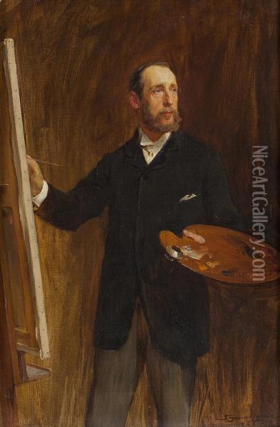 Self Portrait Oil Painting - John Seymour Lucas