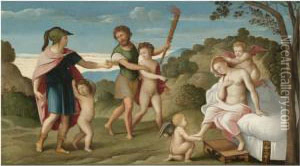 The Marriage Of Alexander And Roxanne Oil Painting - Girolamo da Santacroce
