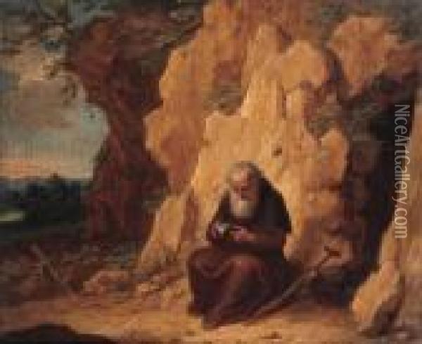 A Hermit By A Grotto Oil Painting - Balthasar Beschey