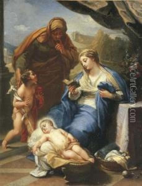 The Madonna And Child With Saints Elizabeth And John Thebaptist Oil Painting - Benedetto Luti