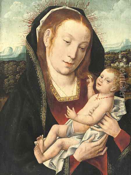 The Virgin and Child in an extensive wooded landscape Oil Painting - Jan Provost