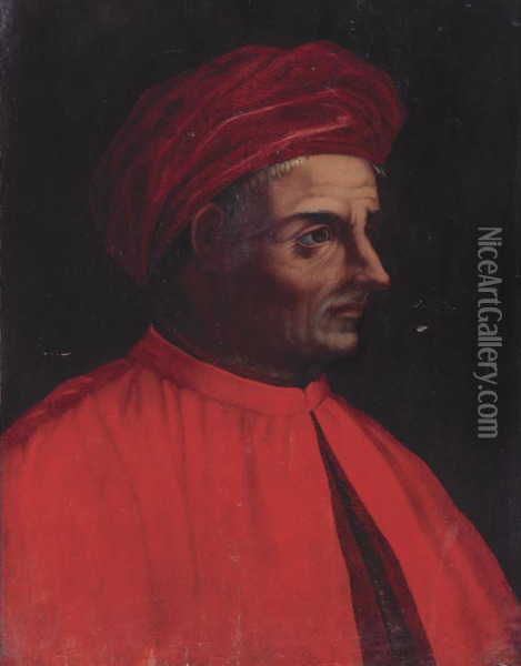 Portrait Of A Cardinal, Head And Shoulders Oil Painting - Cristofano dell' Altissimo