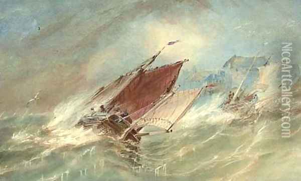 Fishermen before fortifications Oil Painting - Alfred Herbert