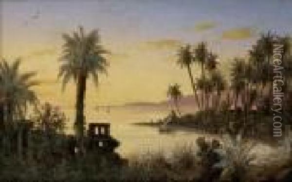 Abendstimmung Am Nildelta, Agypte Oil Painting - Albert Rieger