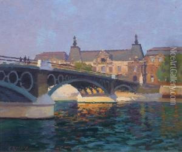Le Pont Du Carrousel Oil Painting - Jules Ernest Renoux