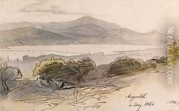 View of Argostoli, Greece Oil Painting - Edward Lear