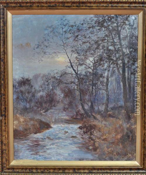 Autumn Trees By A River Oil Painting - John Falconar Slater
