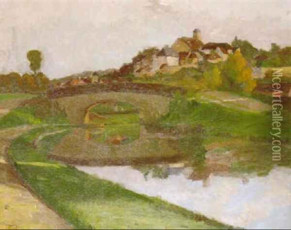 A French River Landscape Oil Painting - Rupert Bunny