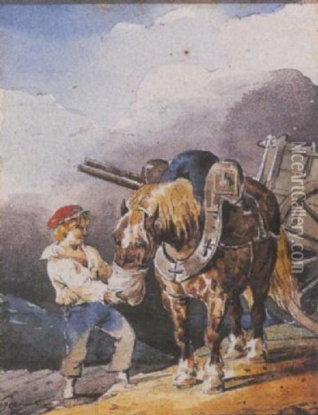 Enfant Donnant A Manger A Un Cheval Oil Painting - Theodore Gericault