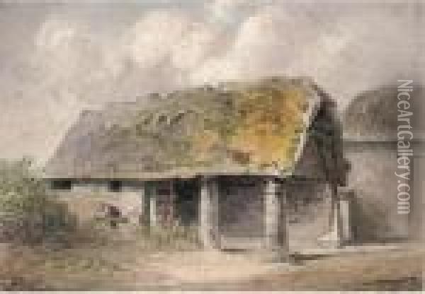 Study Of A Rustic Hut Oil Painting - Henry Bright