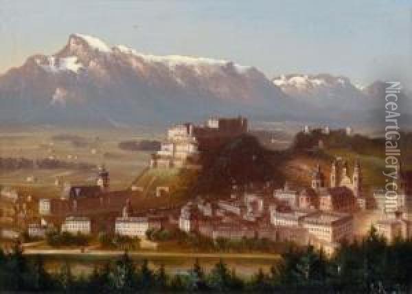 Blick Auf Salzburg Oil Painting - Hubert Sattler