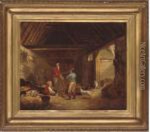 In The Barn Oil Painting - George Morland