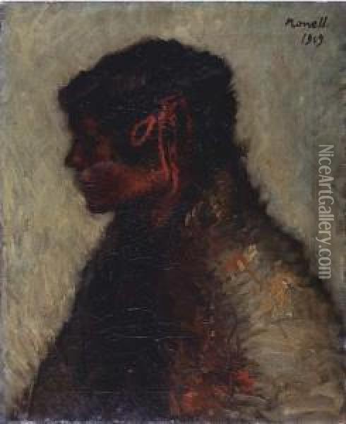 Gitana Con Lazo, La Chavala Oil Painting - Isidro Nonell