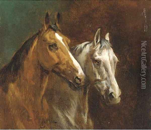 Stable mates Oil Painting - Alfred Wheeler