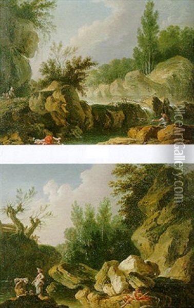 Le Pecheur Pres De La Cascade Oil Painting - Louis-Philippe Crepin