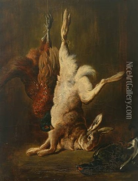 Nature Morte Mit Hase, Fasan Und Birkhahn Oil Painting - Ludwig Adam Kunz