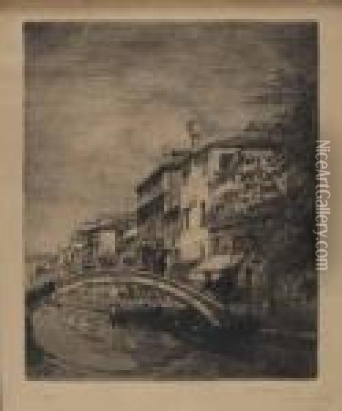 Ponte Veneziano 1915 Oil Painting - Emanuele Brugnoli
