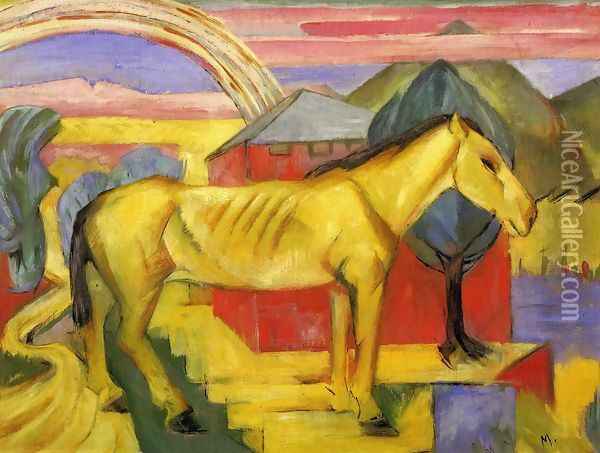 Long Yellow Horse Oil Painting - Franz Marc