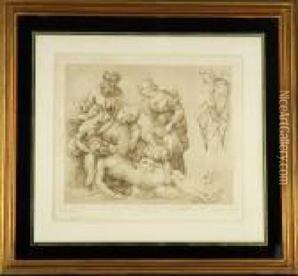 Pieta E Cena Classica Com Fauno Oil Painting - Raphael (Raffaello Sanzio of Urbino)