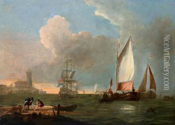 Paesaggio Costiero Meridionale Con Castello Oil Painting - Claude-joseph Vernet