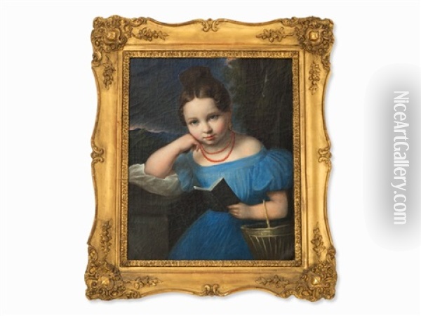 Reading Girl Oil Painting - Friedrich Schilcher