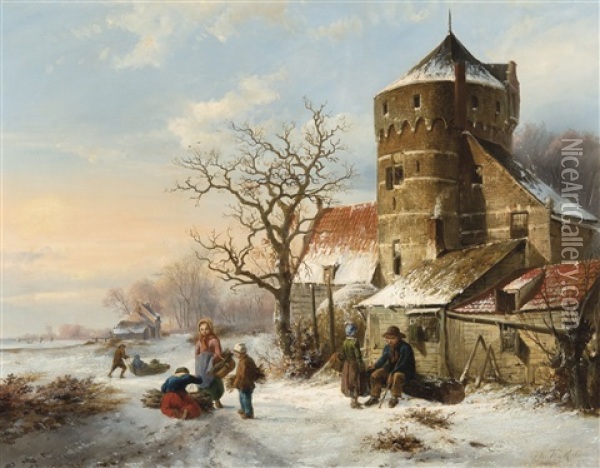 Winter Scene Oil Painting - Mari ten Kate