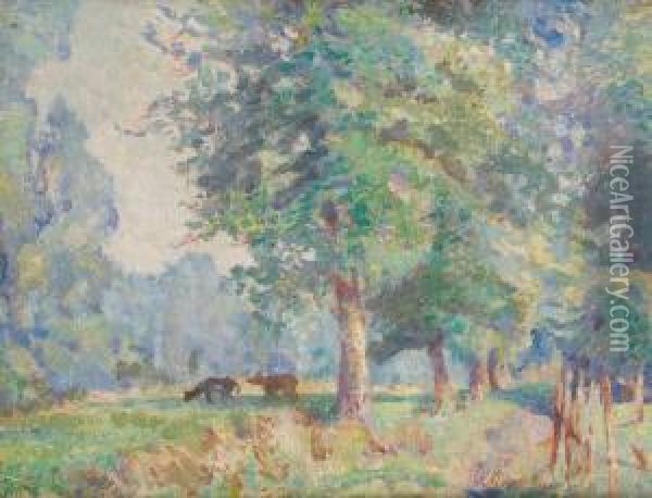 Allee Ensoleillee Oil Painting - Henry Quantin