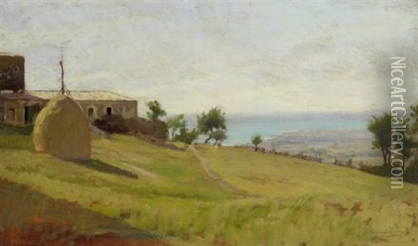 Paesaggio A Castiglioncello Oil Painting - Eugenio Cecconi