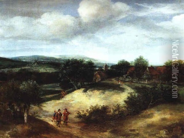 Weite Landschaft Mit Jagern Oil Painting - Jacob Koninck the Elder