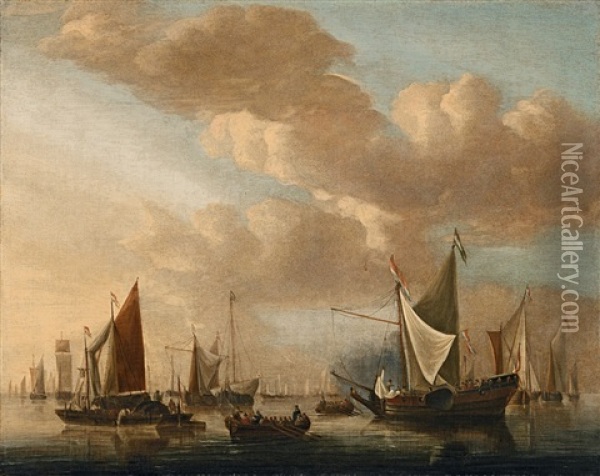 Segelboote Auf Ruhiger See Oil Painting - Jan Van De Cappelle