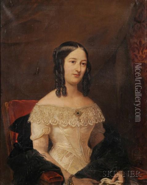 Portrait Of A Lady Oil Painting - Ferdinando Cavalleri