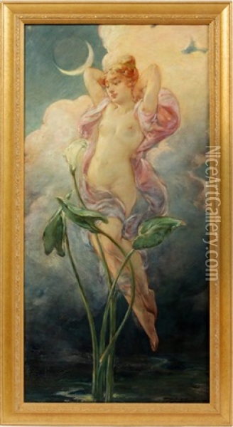Spirit Of The Lily Oil Painting - Walter Shirlaw