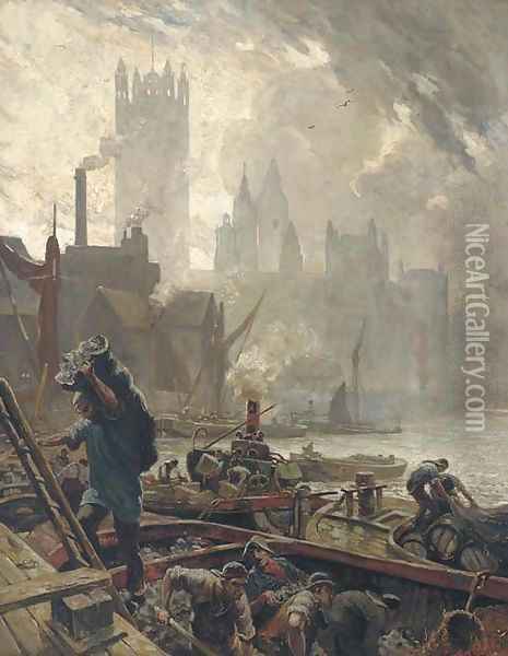 Toil, glitter and grime, Westminster Oil Painting - Geoffrey Strachan