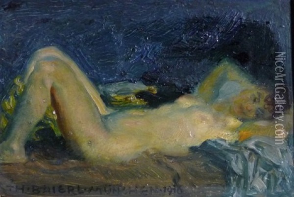 Liegender, Weiblicher Akt Oil Painting - Theodor Baierl