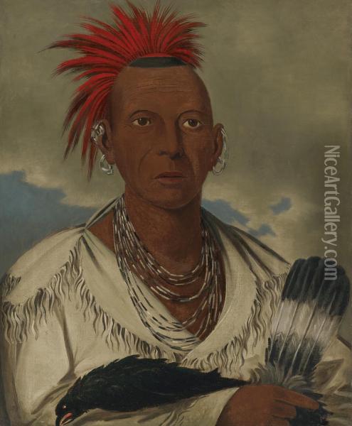 Black Hawk, Prominent Sauk Chief, Sauk And Fox Oil Painting - George Catlin