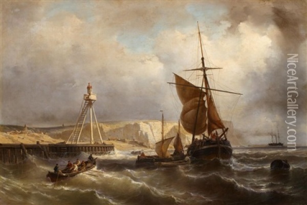 Sturmische See Vor Dover Oil Painting - Johan Hendrik Meyer