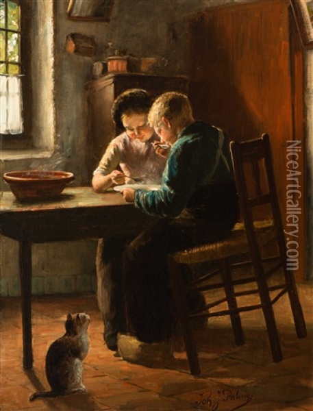A Bite In The Mouth, A Bite On The Floor Oil Painting - Johannes Jacobus Paling