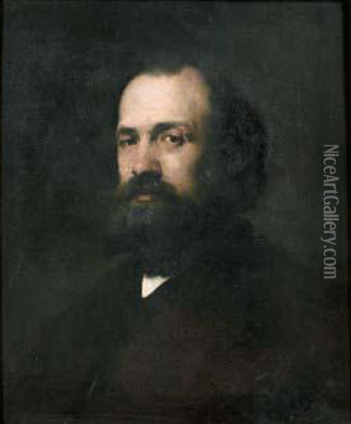 Portrait D'homme Oil Painting - Theodule Augustine Ribot
