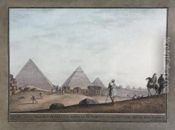 La Terza Piramide Di Giza Con La
 Seconda In Piu Basso Piano, E Le Tre Piccole, Che Due Variano Di Forma Oil Painting - Luigi Mayer