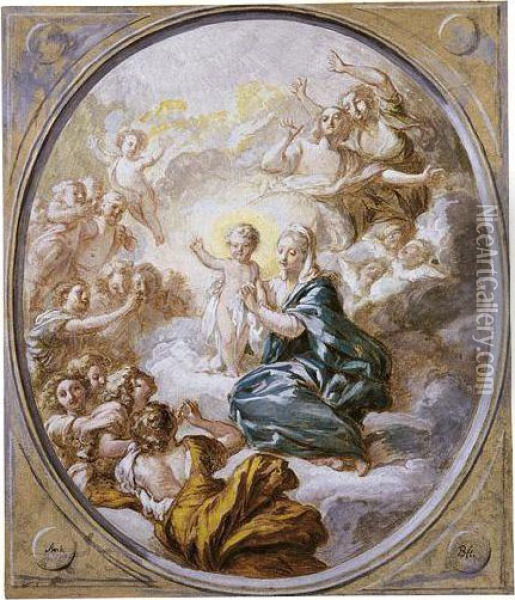 The Madonna In Glory With The Infant Christ Oil Painting - Jacques-Antoine Beaufort
