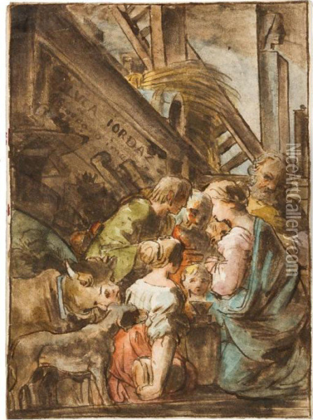 Adorazione Dei Pastori Oil Painting - Fortunato Duranti