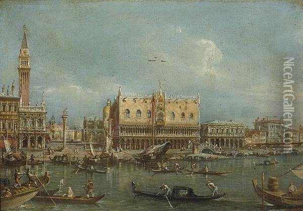 A View Of The Doge's Palace And The Riva Degli Schiavoni, Venice Oil Painting - Francesco Guardi